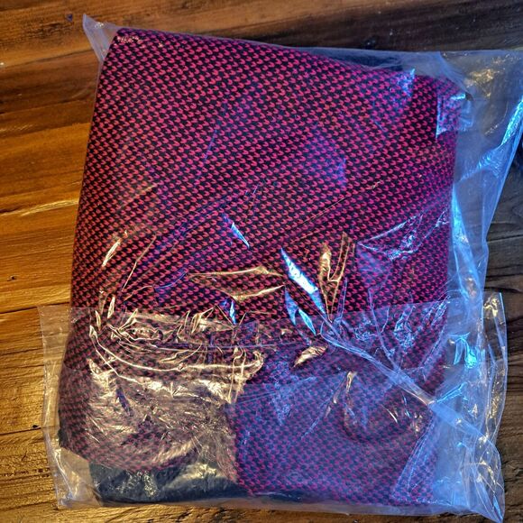 Kollie More Poncho Shawl Wrap Colorblock Autumn Open Front One-Size Red Black - Picture 12 of 12